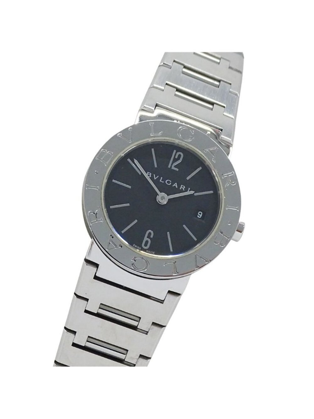Bvlgari Watch Date Quartz Stainless Steel Silver Black